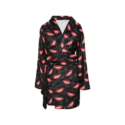 Vampire Lips Print Design LKS301 Women's Fleece Robe