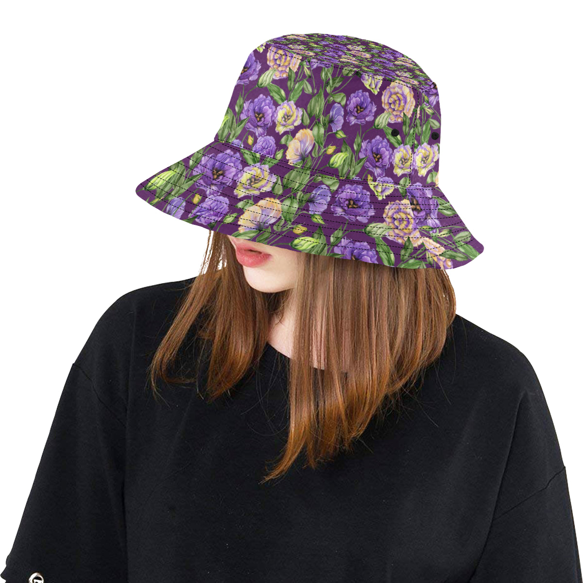 Lisianthus Pattern Print Design LT03 Unisex Bucket Hat