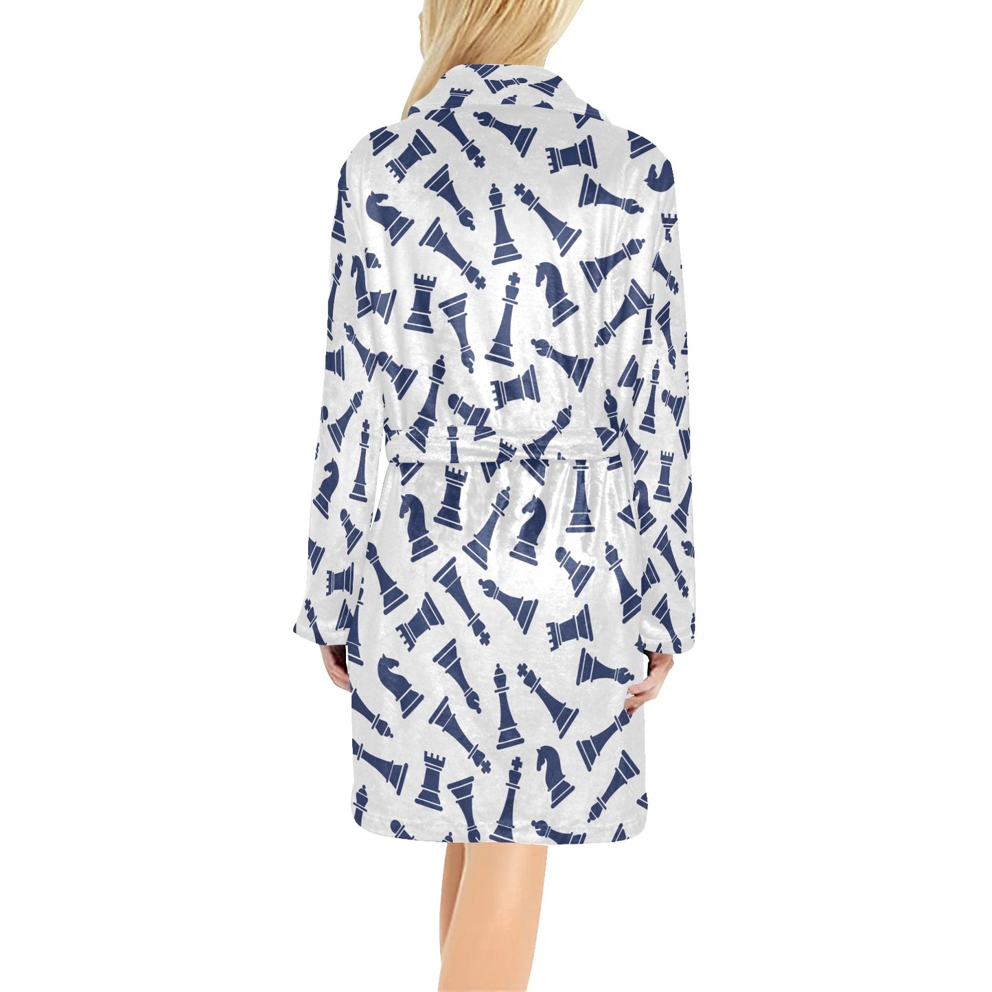 Chess Pattern Print Design 03 Women's Fleece Robe