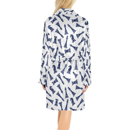 Chess Pattern Print Design 03 Women's Fleece Robe