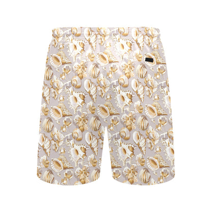 Seashell Print Design LKS309 Men's Swim Trunks Beach Shorts