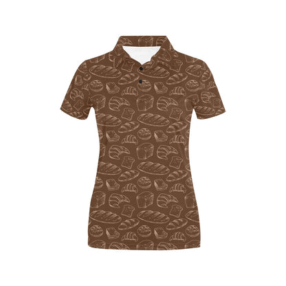 Bread Pattern Print Design 02 Women's Polo Shirt