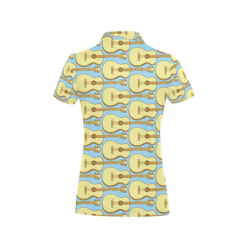 Acoustic Guitar Pattern Print Design 03 Women's Polo Shirt