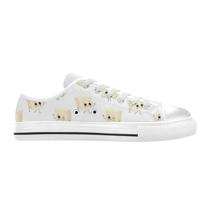 Tofu Print Design LKS301 Women's White Low Top Shoes