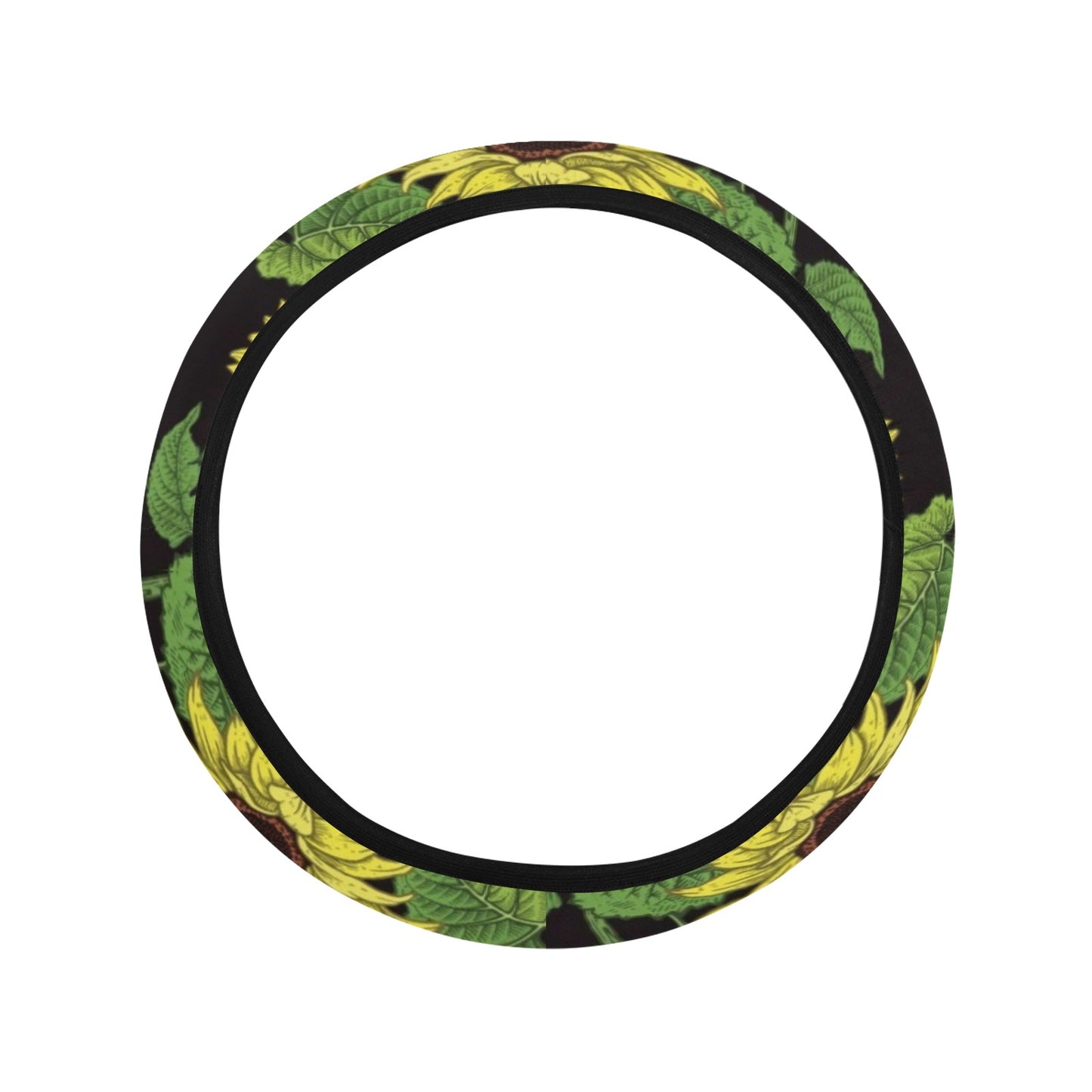 Sunflower Print Design LKS3010 Steering Wheel Cover with Elastic Edge