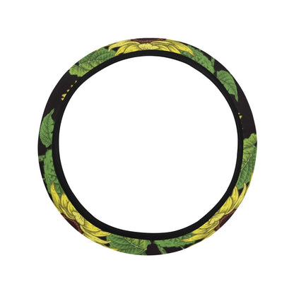 Sunflower Print Design LKS3010 Steering Wheel Cover with Elastic Edge