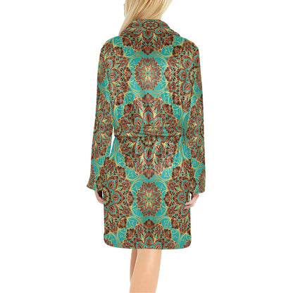 Medallion Pattern Print Design 02 Women's Fleece Robe