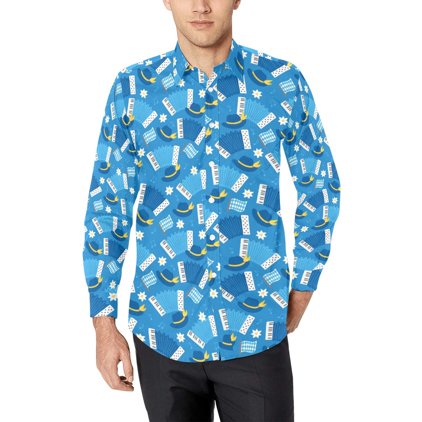 Accordion Print Design LKS401 Men's Long Sleeve Dress Shirt