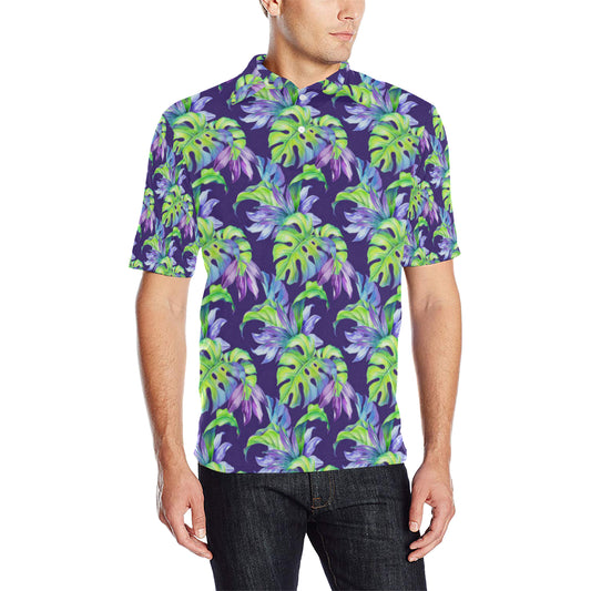 Tropical Flower Pattern Print Design TF019 Men Polo Shirt