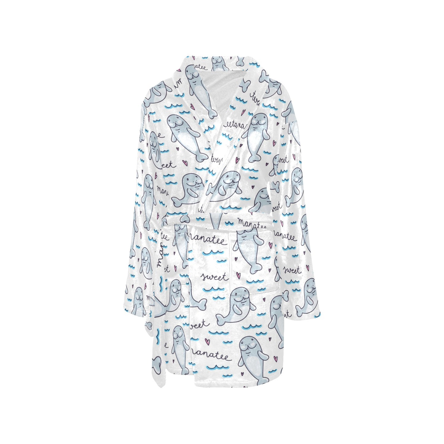 Manatee Baby Pattern Print Design 03 Women's Fleece Robe