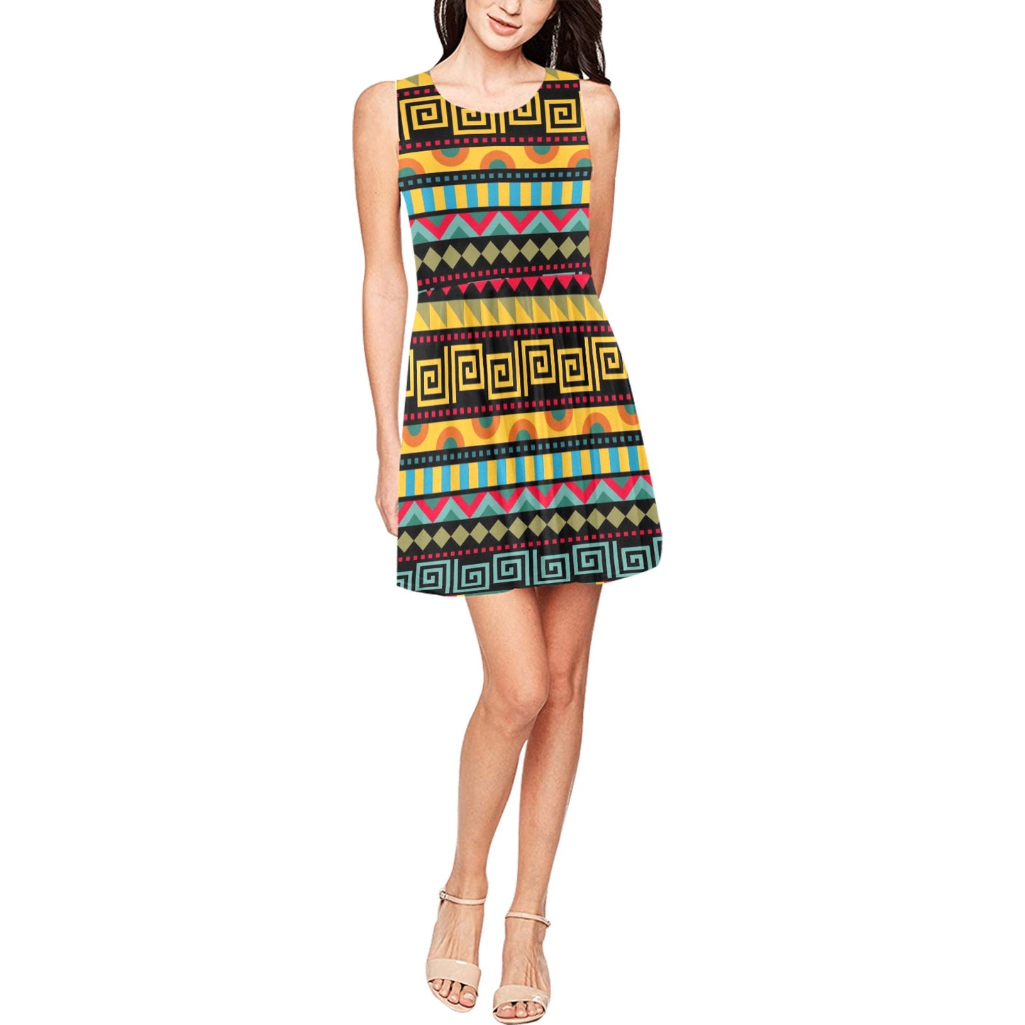 African Pattern Print Design 03 Sleeveless Dress