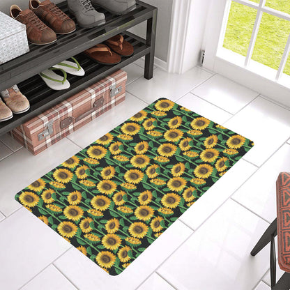 Sunflower Realistic Print Pattern Rubber Doormat