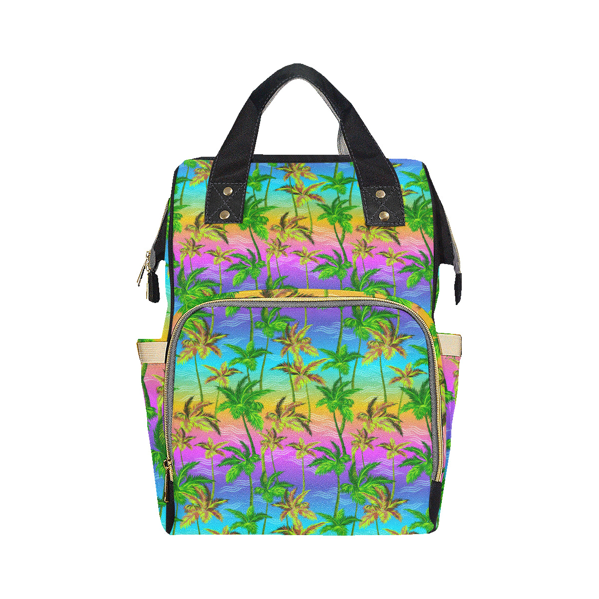 Palm Tree Rainbow Pattern Diaper Bag Backpack