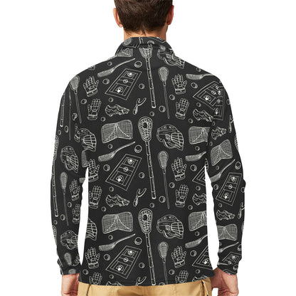 Lacrosse Pattern Print Design 01 Long Sleeve Polo Shirt For Men's