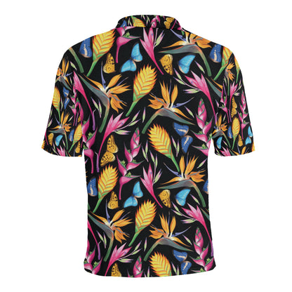 Tropical Flower Pattern Print Design TF016 Men Polo Shirt
