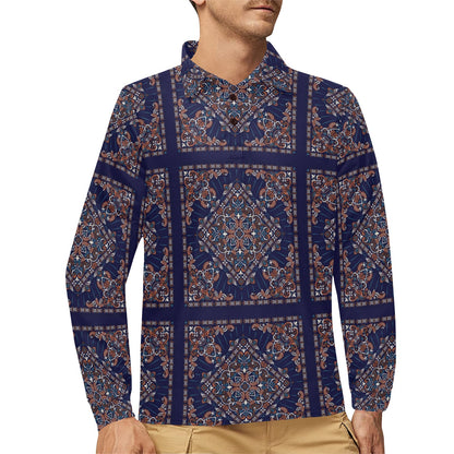 Bandana Print Design LKS3012 Long Sleeve Polo Shirt For Men's