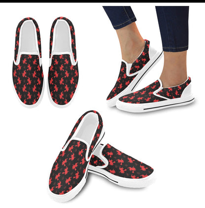 Witch Print Design LKS308 White Slip Ons Canvas Women's Shoes