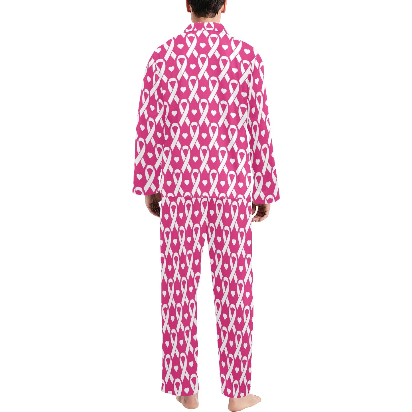 Breast cancer Pattern Print Design 05 Men's Long Pajama Set