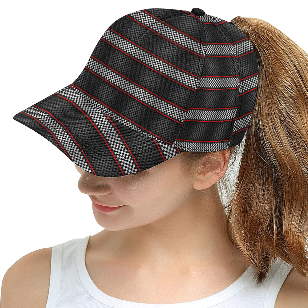 Checkered Flag Red Line Style Snapback Cap