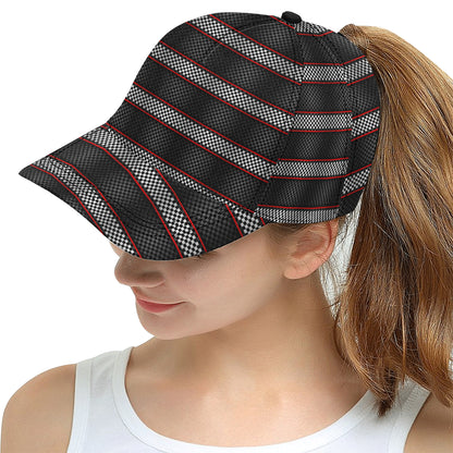 Checkered Flag Red Line Style Snapback Cap