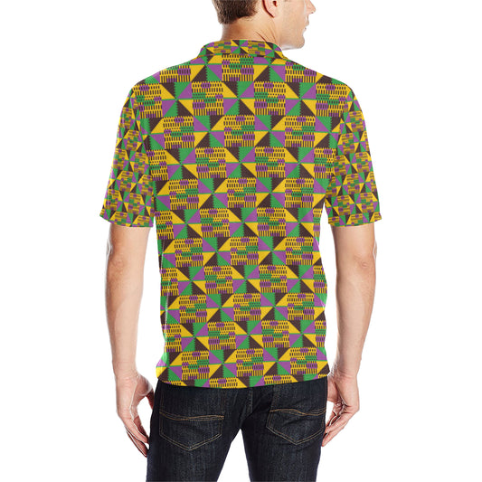 Kente Triangle Design African Print Men Polo Shirt