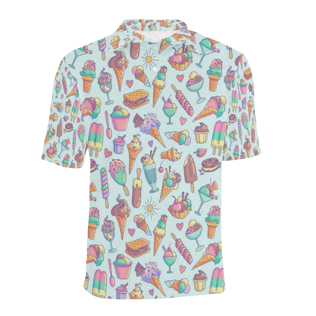 Ice Cream Pattern Print Design IC02 Men Polo Shirt