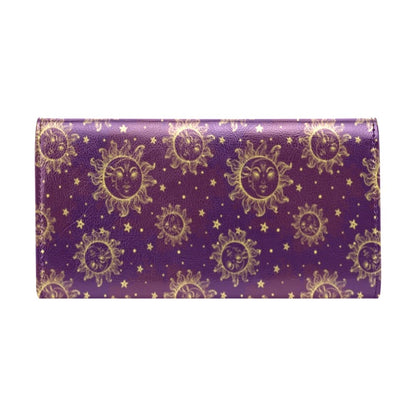 Sun Moon Star Design Themed Print Women's Trifold Wallet