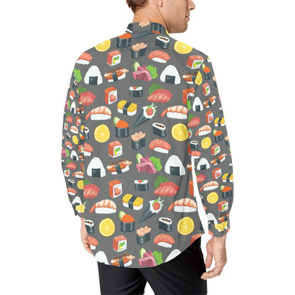 Sushi Print Design LKS302 Men's Long Sleeve Dress Shirt