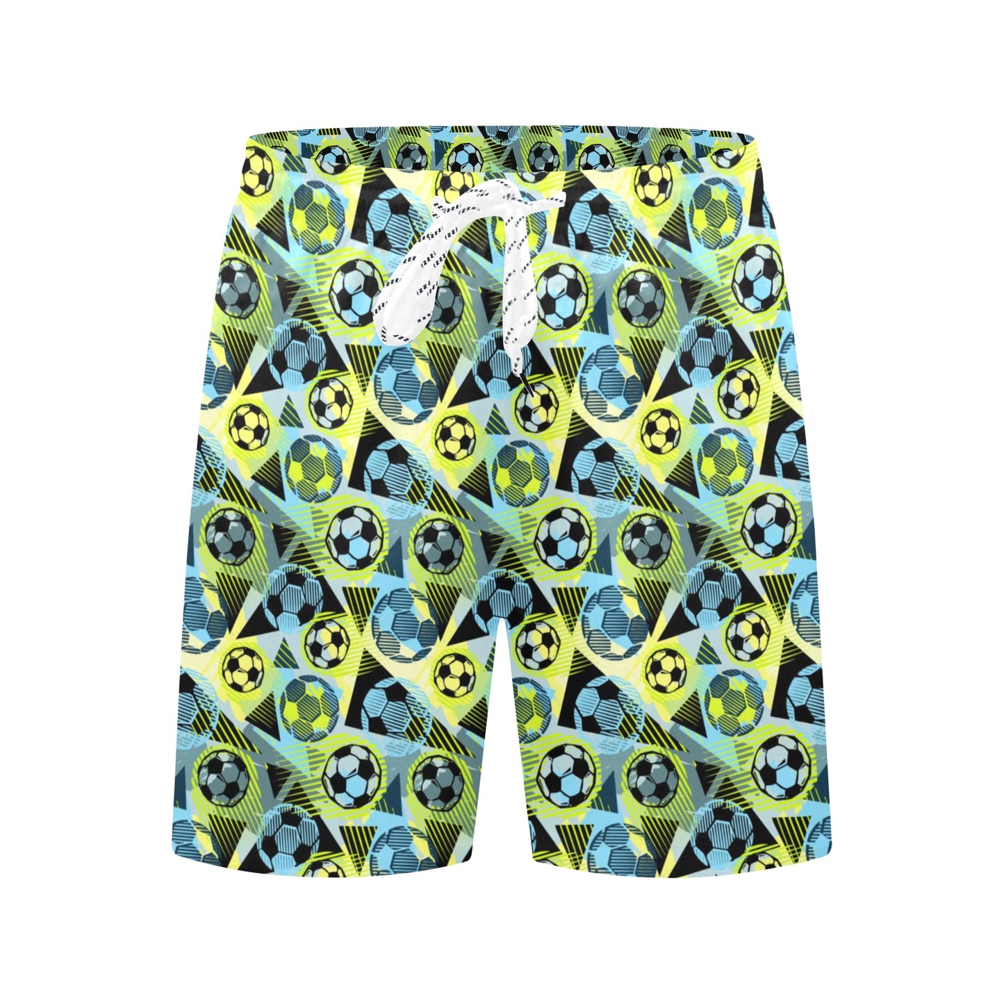 Soccer Ball Themed Print Design Men's Swim Trunks Beach Shorts