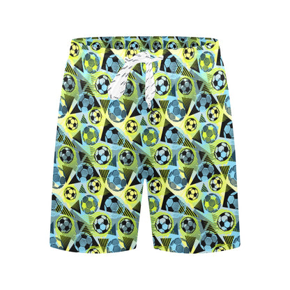 Soccer Ball Themed Print Design Men's Swim Trunks Beach Shorts