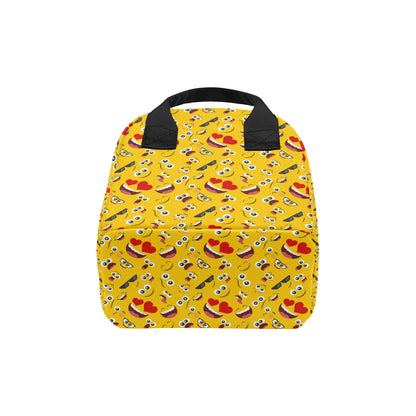 Emoji Face Print Pattern Insulated Lunch Bag