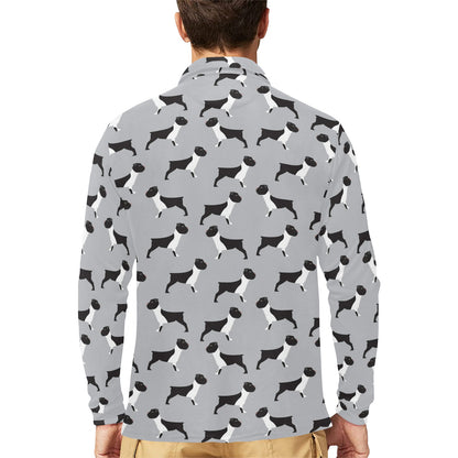 Boxers Pattern Print Design 01 Long Sleeve Polo Shirt For Men's