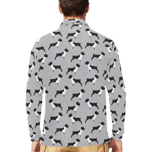 Boxers Pattern Print Design 01 Long Sleeve Polo Shirt For Men's