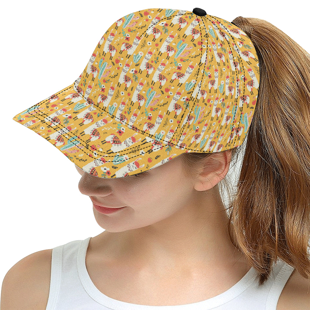 Llama Cute Themed Print Snapback Cap