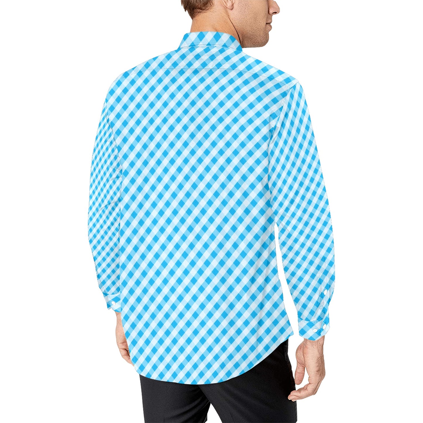 Gingham Print Design LKS401 Men's Long Sleeve Dress Shirt