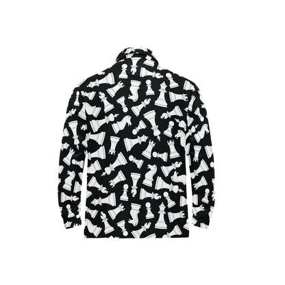 Chess Pattern Print Design 01 Long Sleeve Polo Shirt For Men's