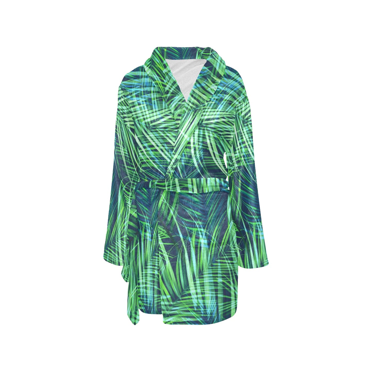 Palm Leaves Pattern Print Design PL02 Women's Fleece Robe