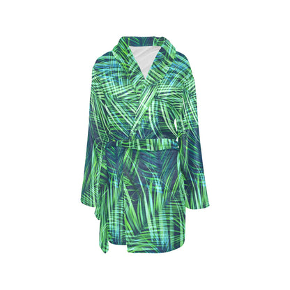 Palm Leaves Pattern Print Design PL02 Women's Fleece Robe