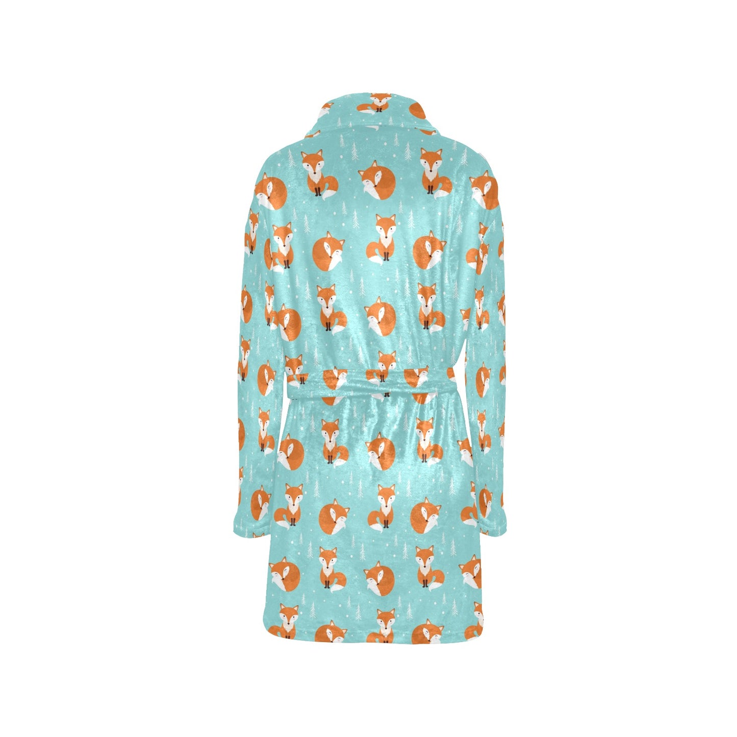 Fox Design Snow Print Pattern Women's Fleece Robe