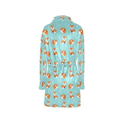 Fox Design Snow Print Pattern Women's Fleece Robe