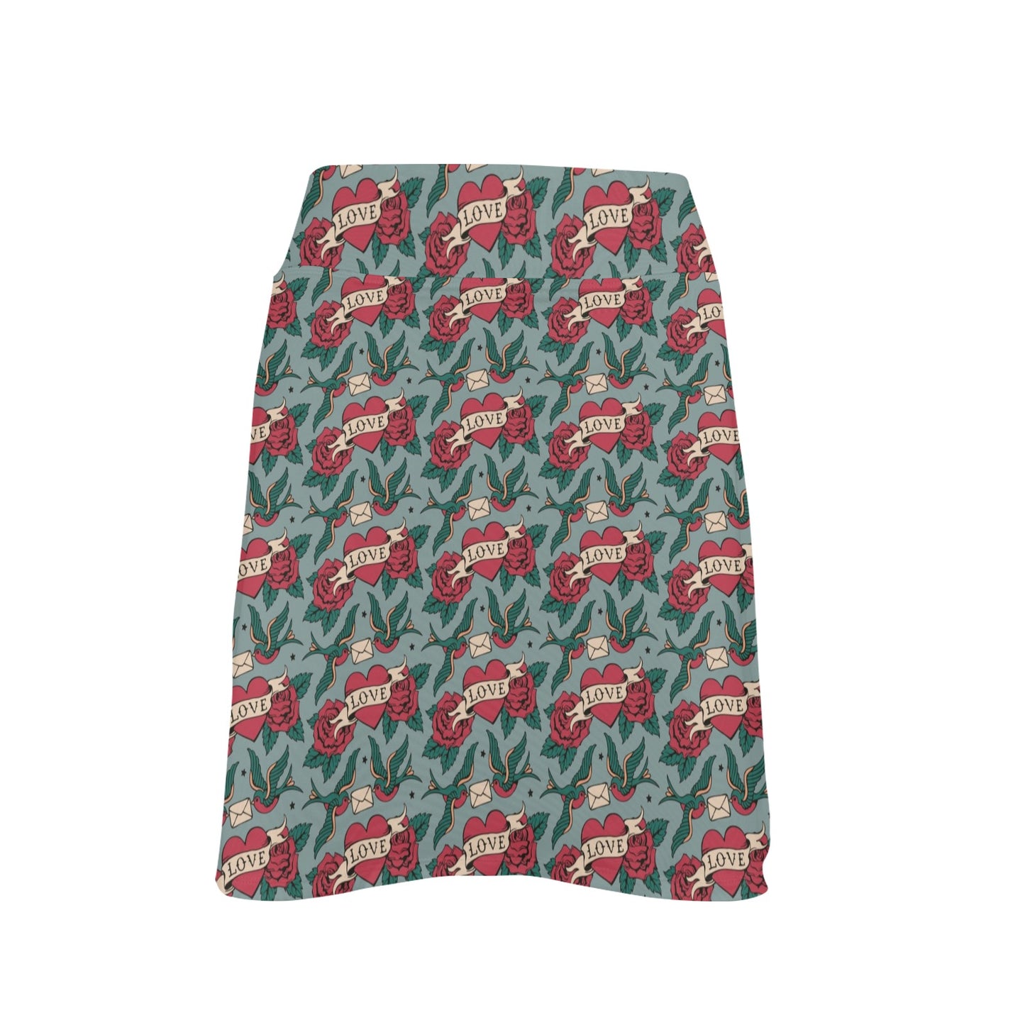 Tattoo Heart Print Design LKS301 17" Golf & Pickleball Skort with Pockets
