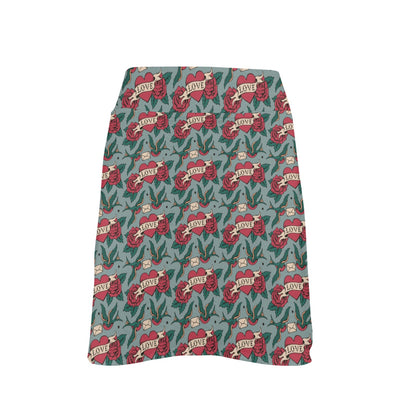 Tattoo Heart Print Design LKS301 17" Golf & Pickleball Skort with Pockets