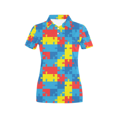 Autism Awareness Design Themed Print Women's Polo Shirt