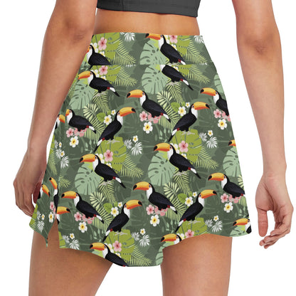 Toucan Print Design LKS304 17" Golf & Pickleball Skort with Pockets