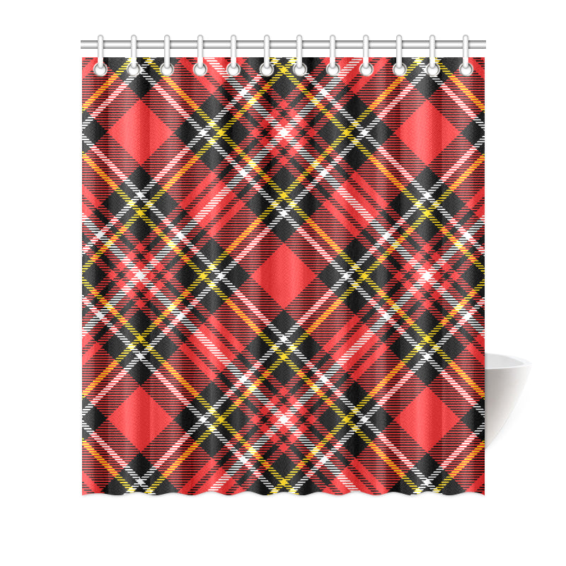 Plaid Red Pattern Print Design A03 Shower Curtain
