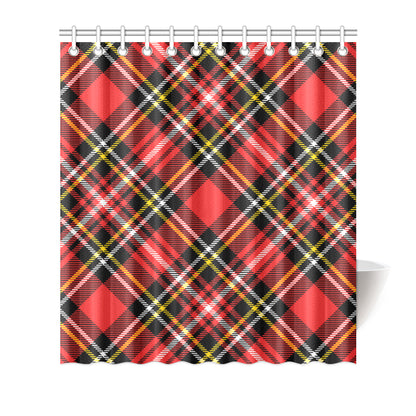 Plaid Red Pattern Print Design A03 Shower Curtain