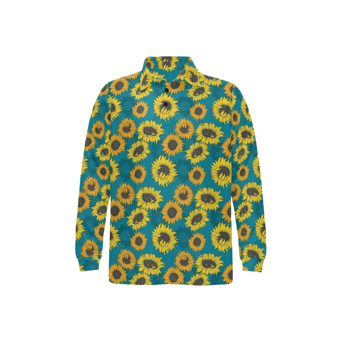 Sunflower Print Design LKS301 Long Sleeve Polo Shirt For Men's