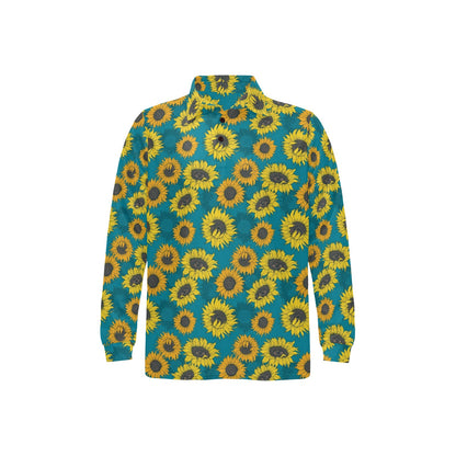 Sunflower Print Design LKS301 Long Sleeve Polo Shirt For Men's