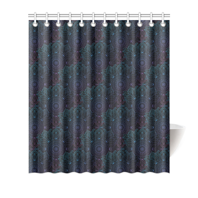 Boho Floral Mandala Shower Curtain
