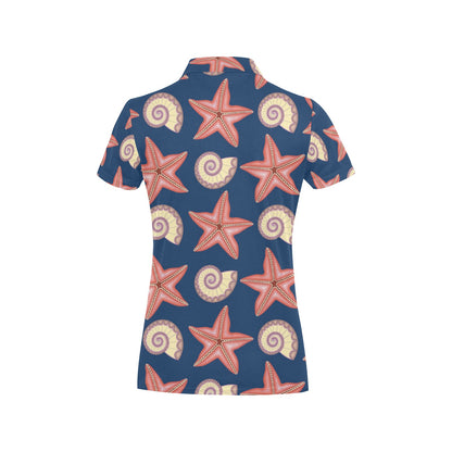 Starfish Pattern Print Design 03 Women's Polo Shirt